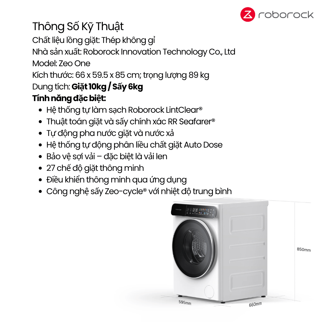 Máy Giặt Sấy Thông Minh Roborock Zeo One
