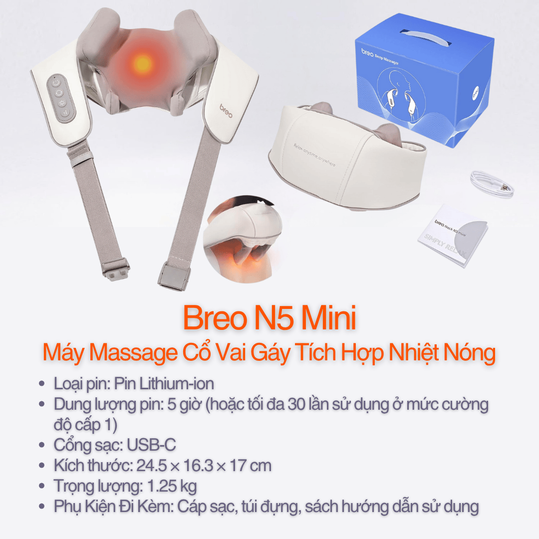 Máy Massage Cổ Vai Gáy Breo N5 Mini - Bảo Hành 1 Năm