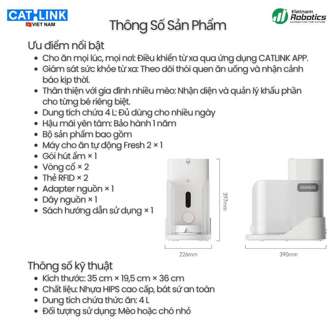 Catlink Rfid Fresh 2 – Máy Cho Mèo Ăn Tự Động