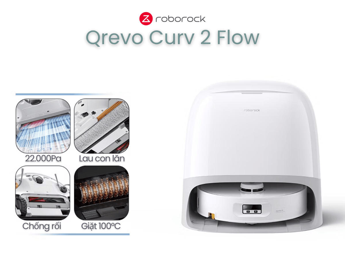 Roborock Qrevo Curv 2 Flow – Robot Hút Bụi Lau Nhà Con Lăn Sắp Ra Mắt Tại Việt Nam