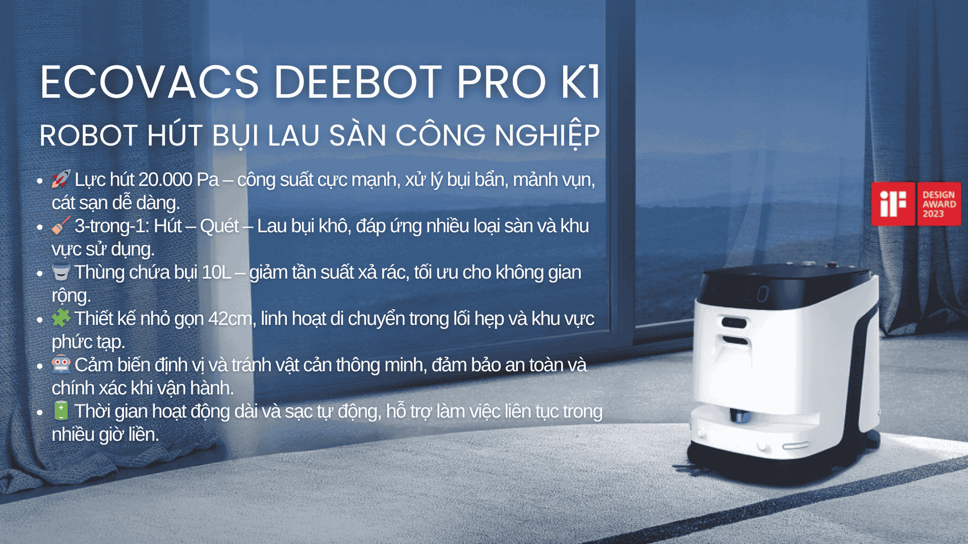 Ecovacs DEEBOT PRO K1 – Robot Hút Bụi Công Nghiệp