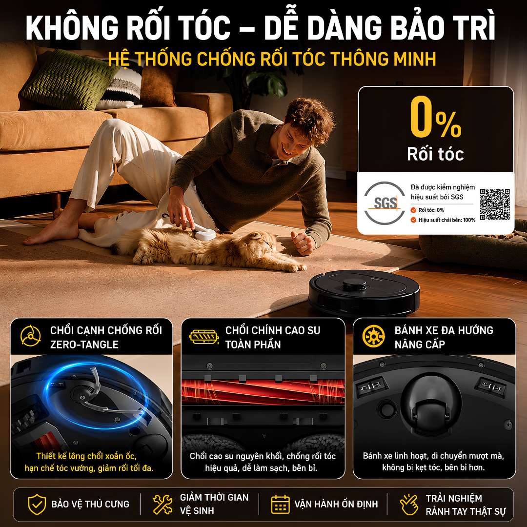 Hệ Thống Chổi Chống Rối - Không Còn Lo Tóc Quấn