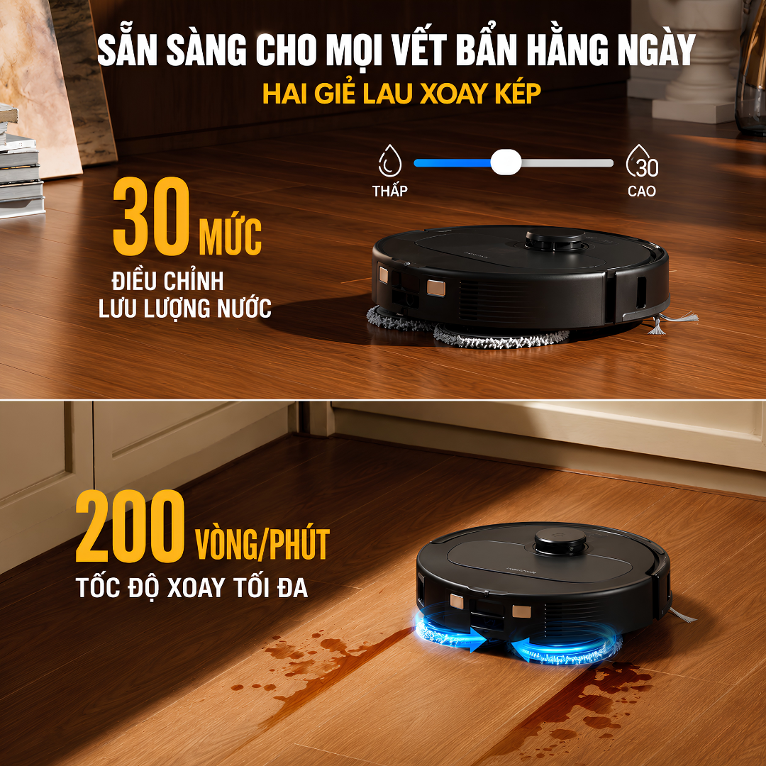 Lau Nhà Hai Tấm Xoay - Tự Nâng Khi Gặp Thảm