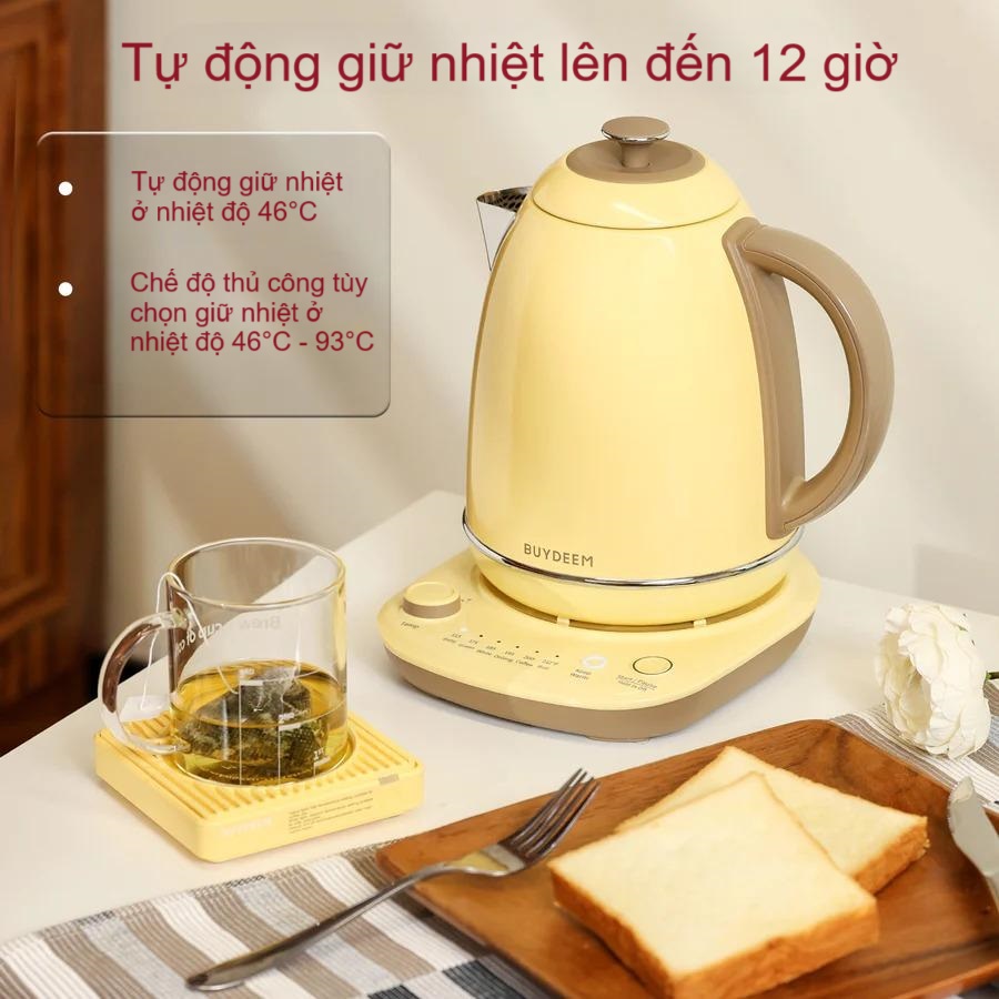 Ấm siêu tốc 1.7L kiểm soát nhiệt độ, tự động giữ nhiệt Buydeem