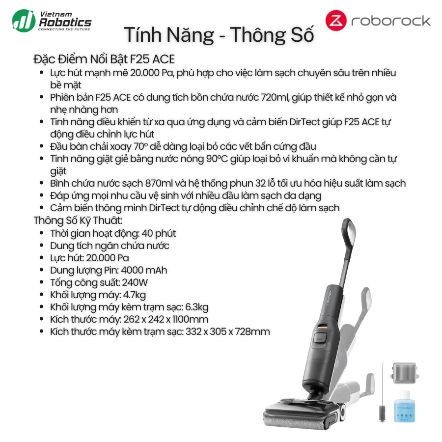 Máy hút bụi lau nhà cầm tay Roborock F25 ACE