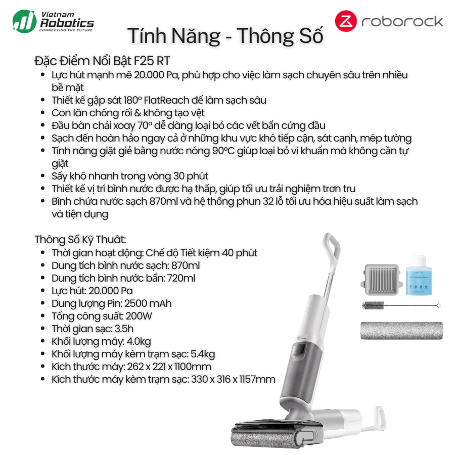 Máy hút bụi lau nhà cầm tay Roborock F25 RT