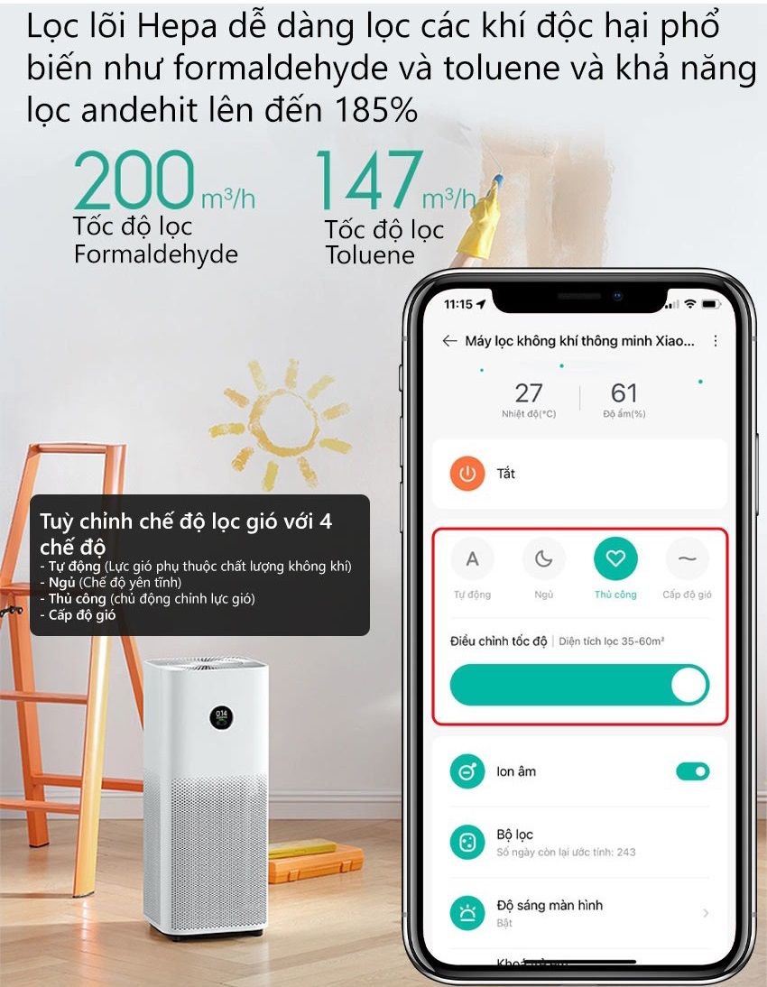 Máy Lọc Không Khí Xiaomi Mi Air Purifier 4 Pro – Bản Quốc Tế