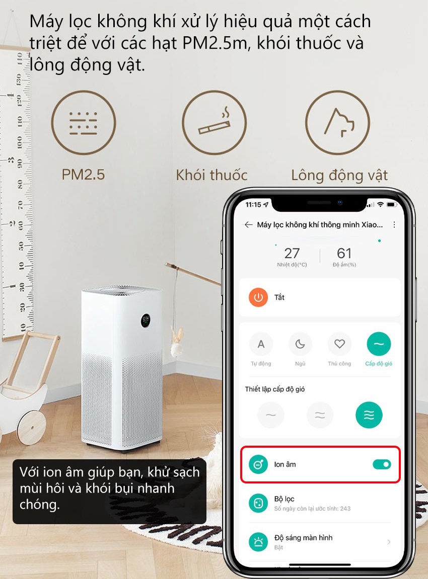 Máy Lọc Không Khí Xiaomi Mi Air Purifier 4 Pro – Bản Quốc Tế