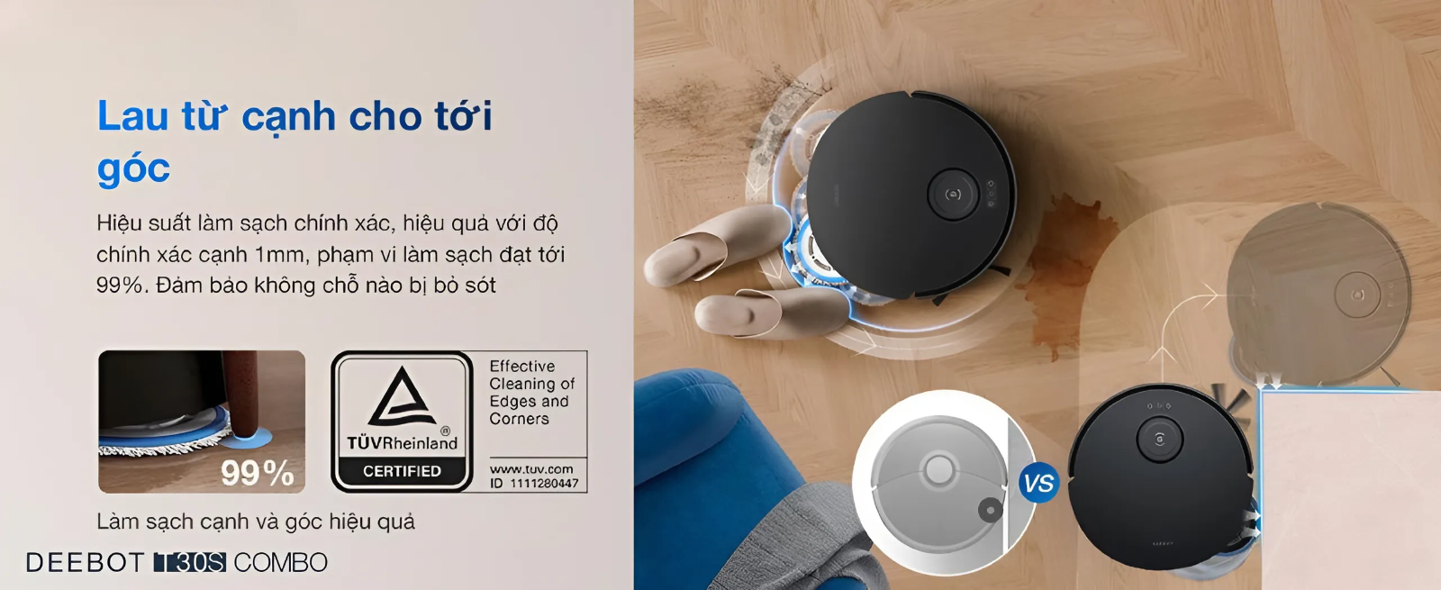 Robot hút bụi lau nhà Ecovacs Deebot T30S Combo - Bản Quốc Tế