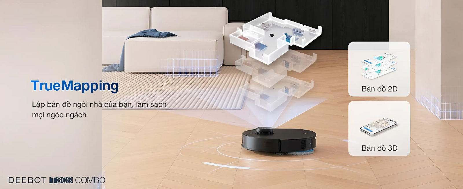 Robot hút bụi lau nhà Ecovacs Deebot T30S Combo - Bản Quốc Tế