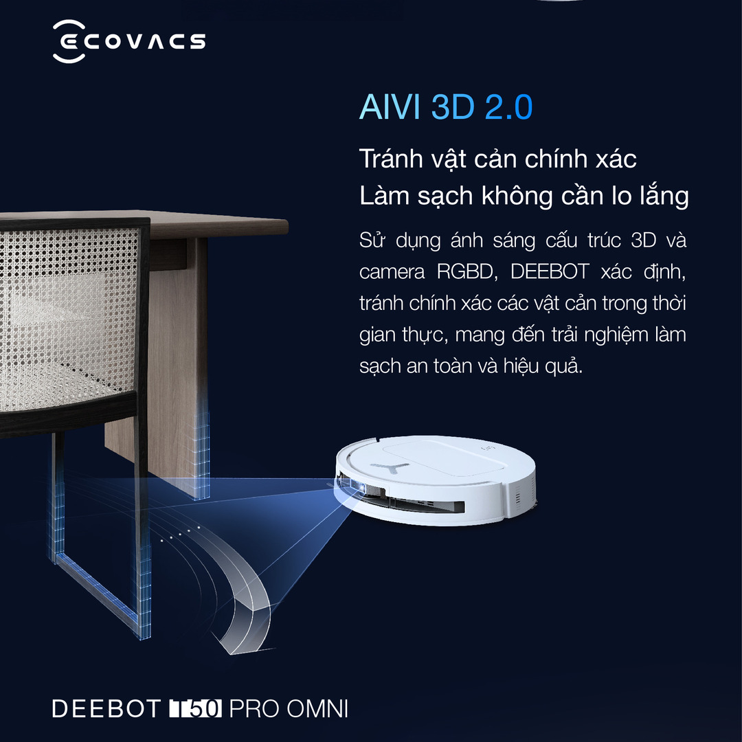 Robot hút bụi lau nhà Ecovacs Deebot T50 Pro Omni