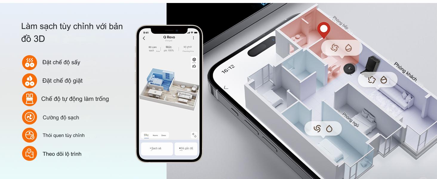 Robot hút bụi Roborock Q revo - Bảo hành 24 Tháng