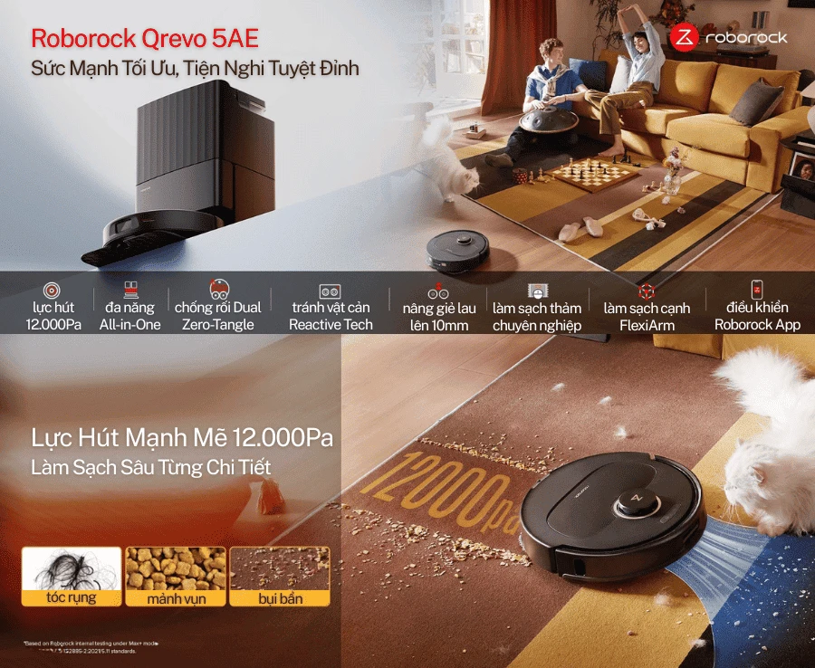 Robot Hút Bụi Lau Nhà Roborock Q Revo 5AE