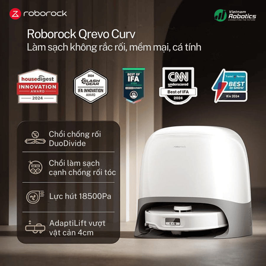  Robot Hút Bụi Lau Nhà Roborock Q Revo Curv - Bảo Hành 24Th