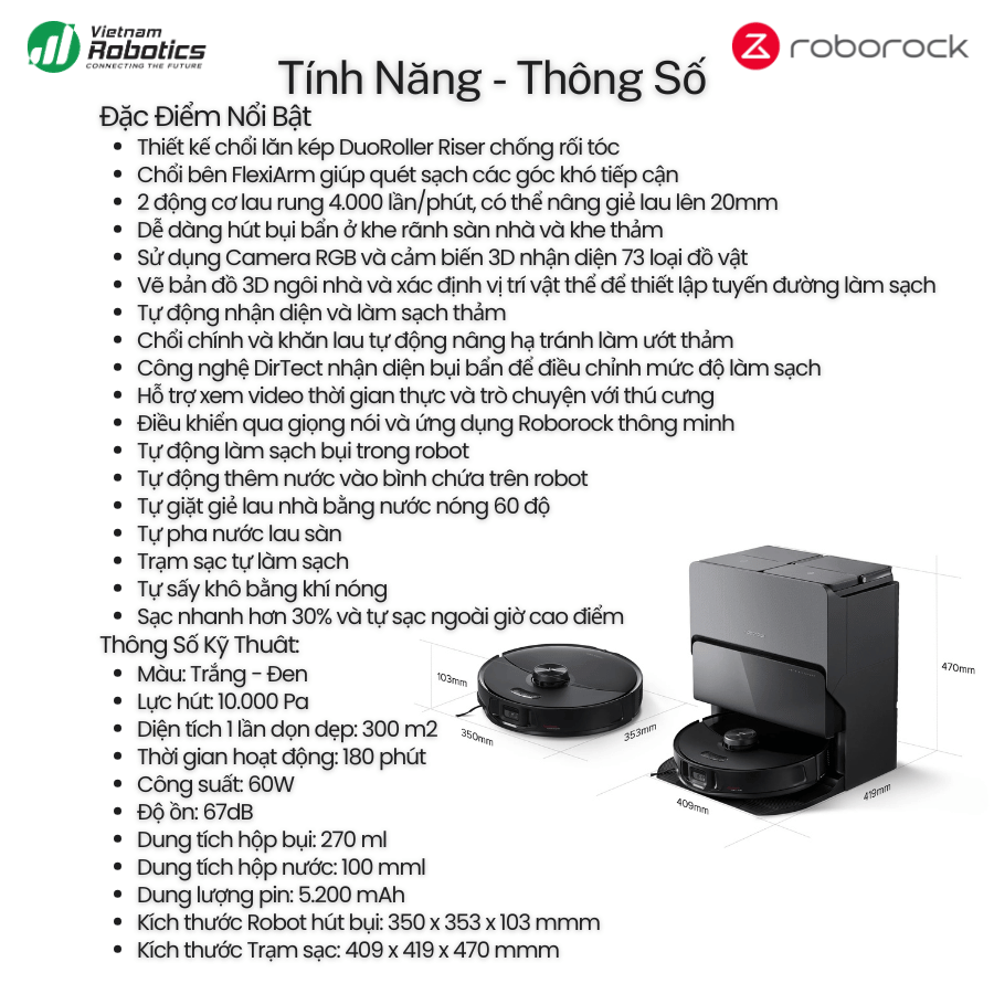  Robot Hút Bụi Lau Nhà Roborock S8 MaxV Ultra - Bảo Hành 24Th
