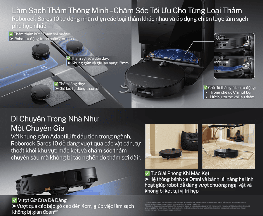 Robot hút bụi lau nhà Roborock Saros 10