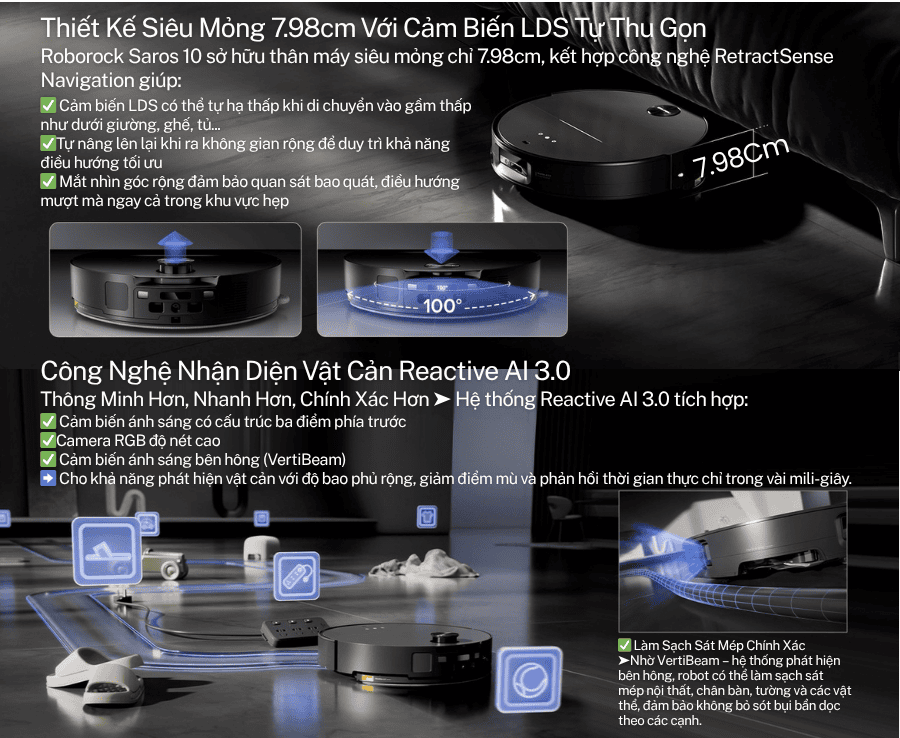 Robot hút bụi lau nhà Roborock Saros 10