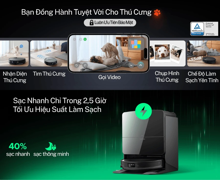 Robot Hút Bụi Lau Nhà Roborock Saros 10R - Bảo Hành 24Th