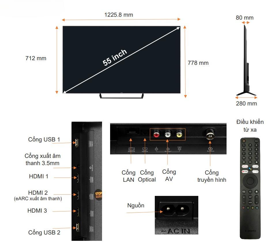 Tivi Xiaomi 55 inch A Pro Google Tivi 4K – Phiên Bản Quốc Tế, Bảo Hành Chính Hãng 24 Tháng