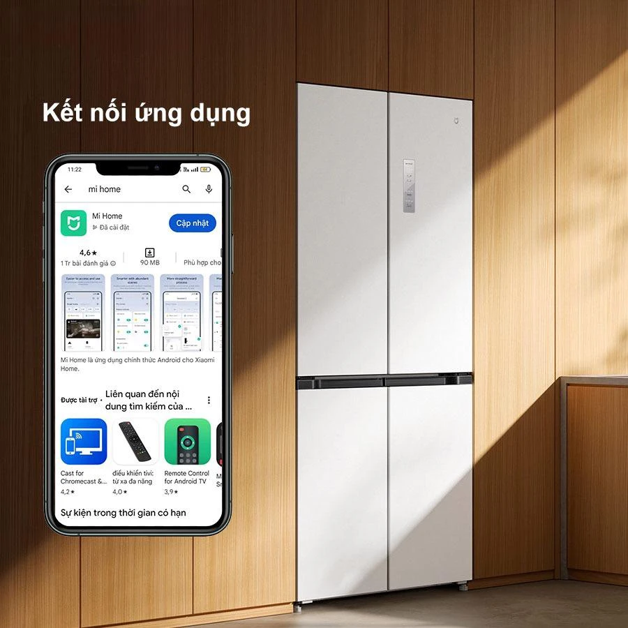 Tủ lạnh Xiaomi Mijia 508L 4 cánh – Thiết kế âm tường, Kết nối App