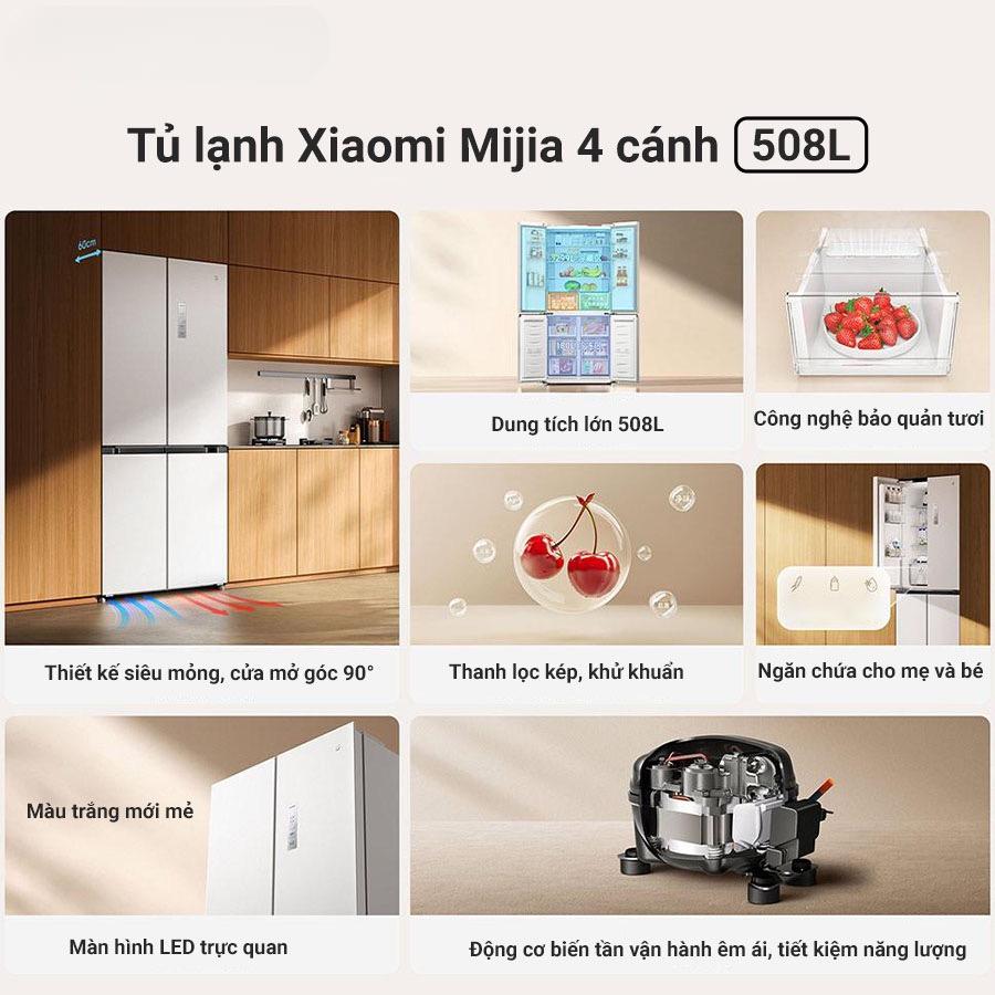 Tủ lạnh Xiaomi Mijia 508L 4 cánh – Thiết kế âm tường, Kết nối App