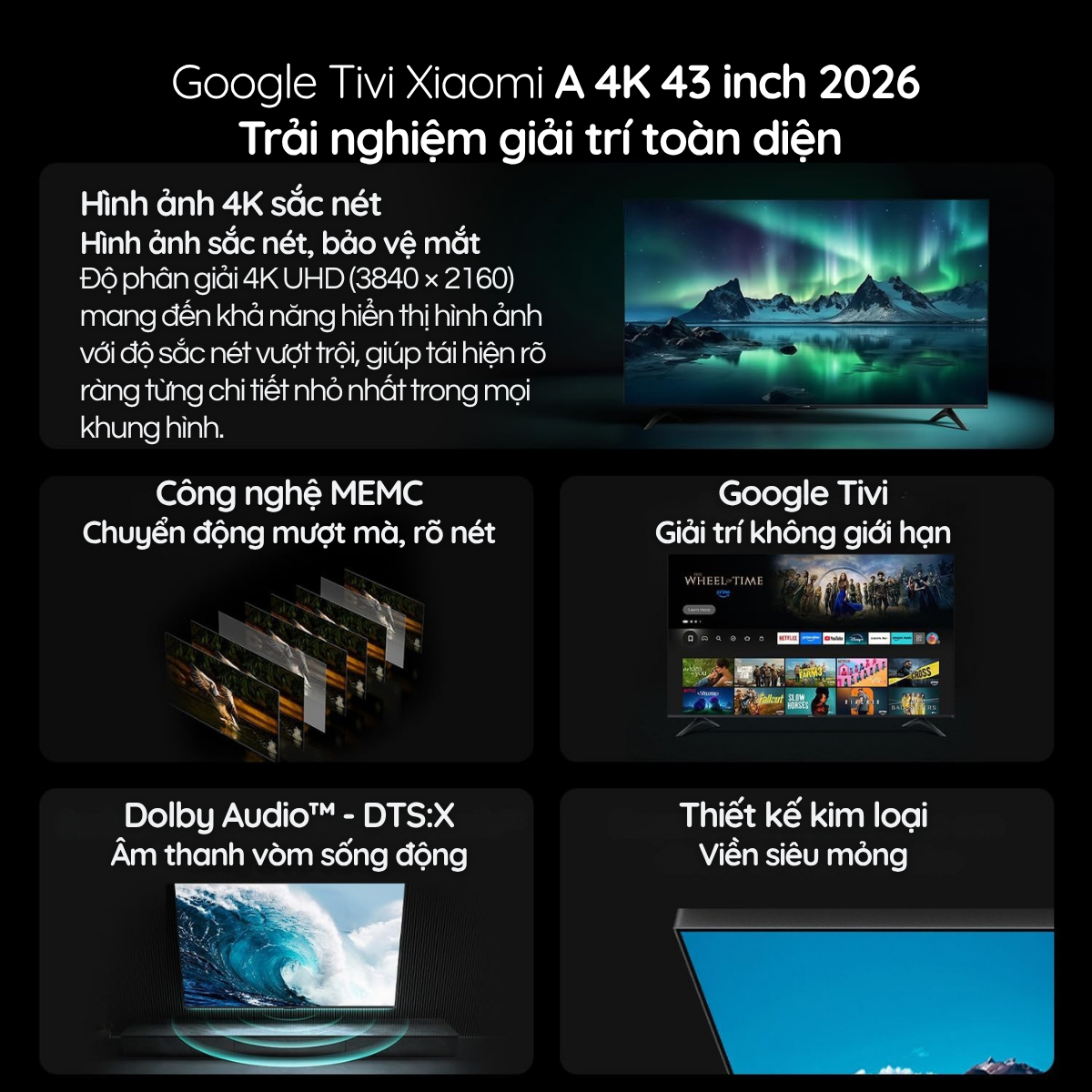 Google Tivi Xiaomi A 43 inch Full HD 2026 – Nhỏ gọn, thông minh, giải trí trọn vẹn