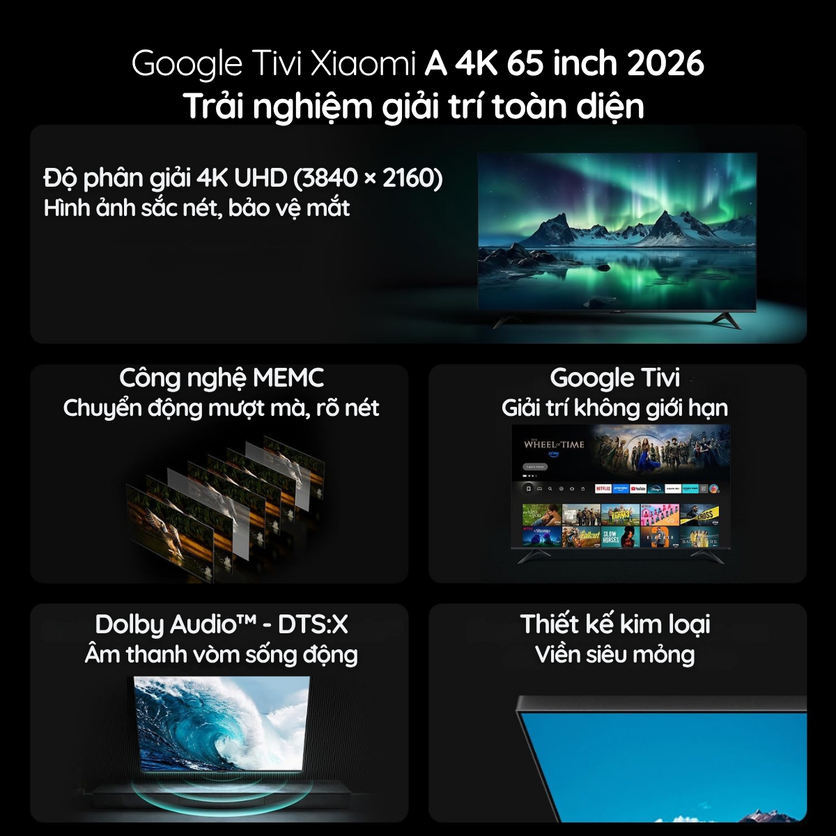 Google Tivi Xiaomi A 4K 65'' 2026 (L65MB-ASEA) Bản QT - BH 24 Th