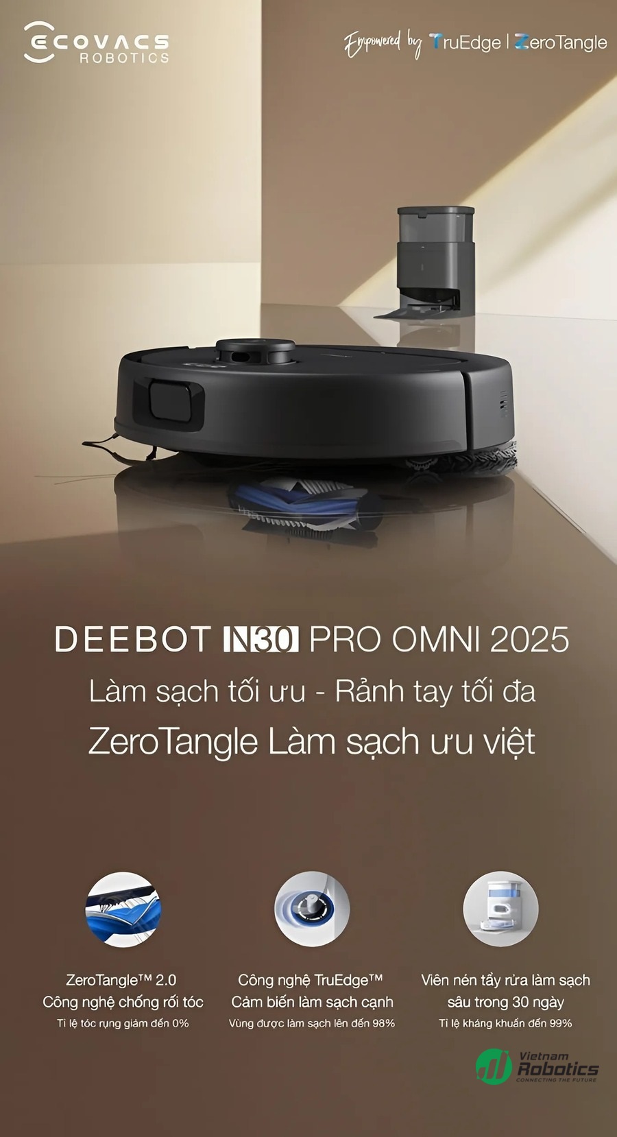 Robot hút bụi lau nhà Ecovacs DEEBOT N30 Pro Omni 2025