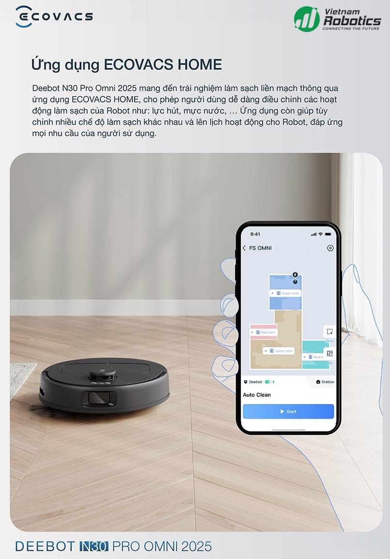 Robot hút bụi lau nhà Ecovacs DEEBOT N30 Pro Omni 2025