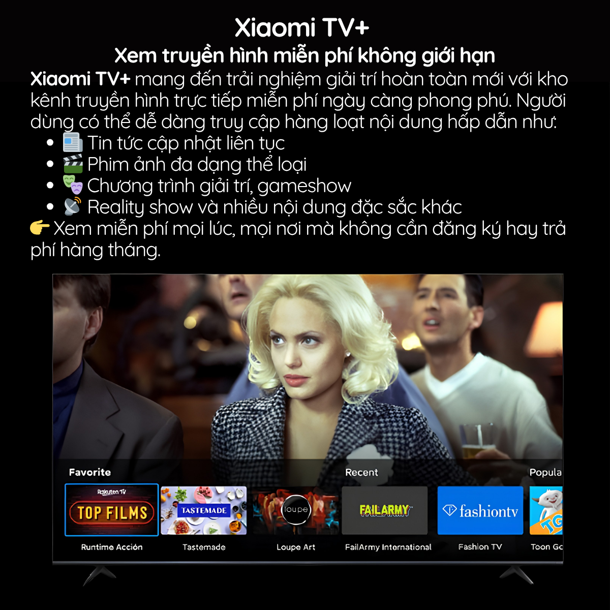 Xiaomi TV+  Xem truyền hình miễn phí không giới hạn