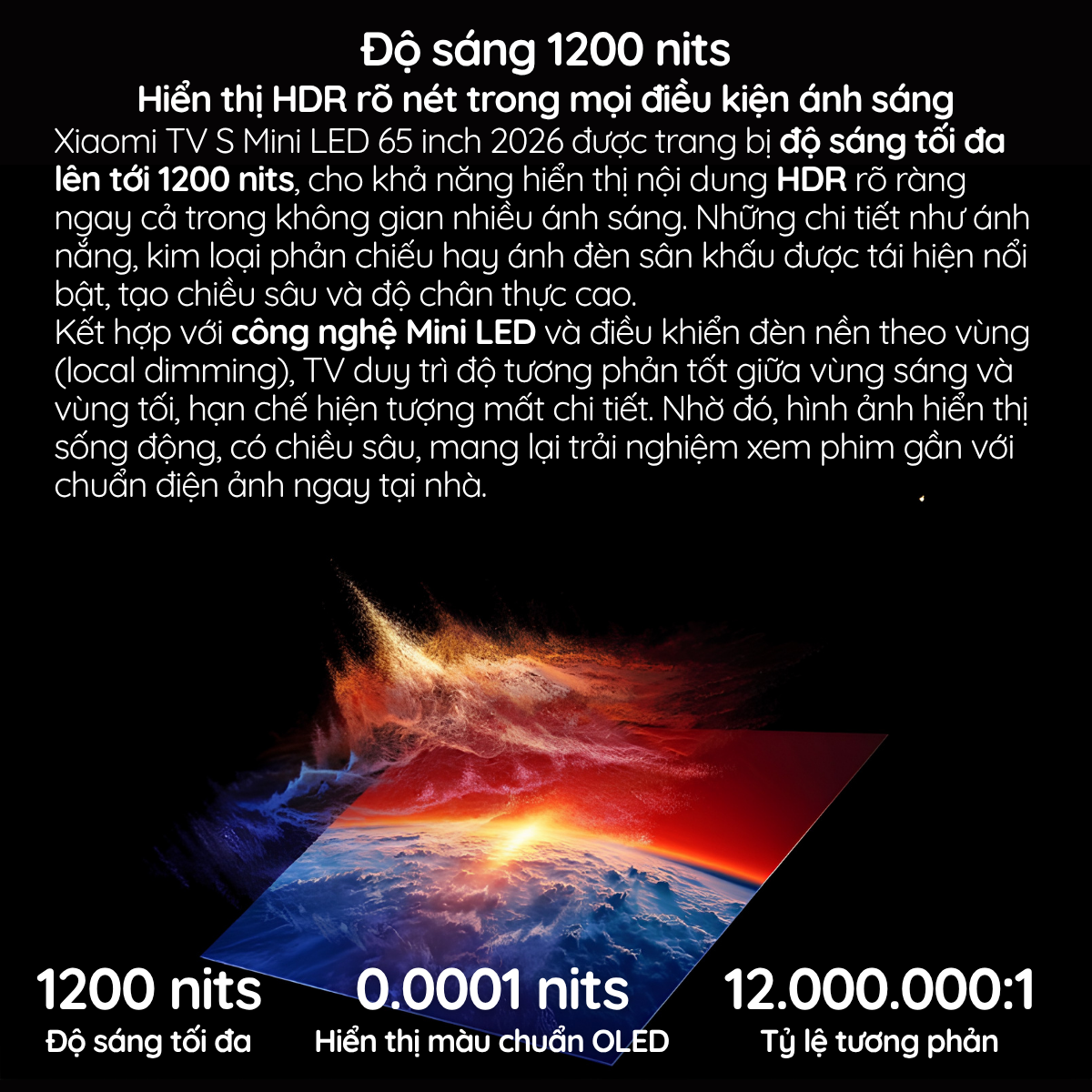 QD-Mini LED - Độ sáng cao, tương phản ấn tượng