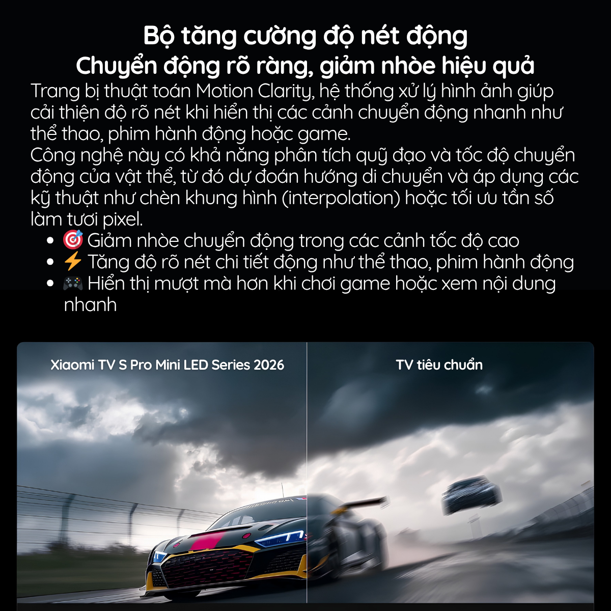 Bộ tăng cường độ nét động Chuyển động rõ ràng, giảm nhòe hiệu quả