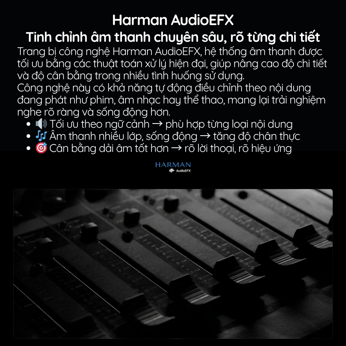 Harman AudioEFX Tinh chỉnh âm thanh chuyên sâu, rõ từng chi tiết