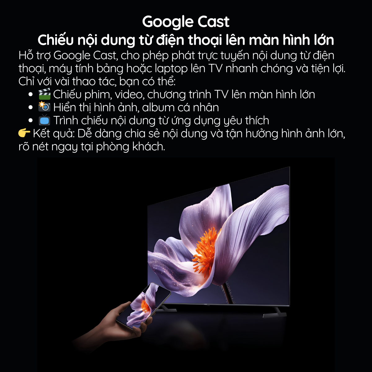 Google Cast Chiếu nội dung từ điện thoại lên màn hình lớn