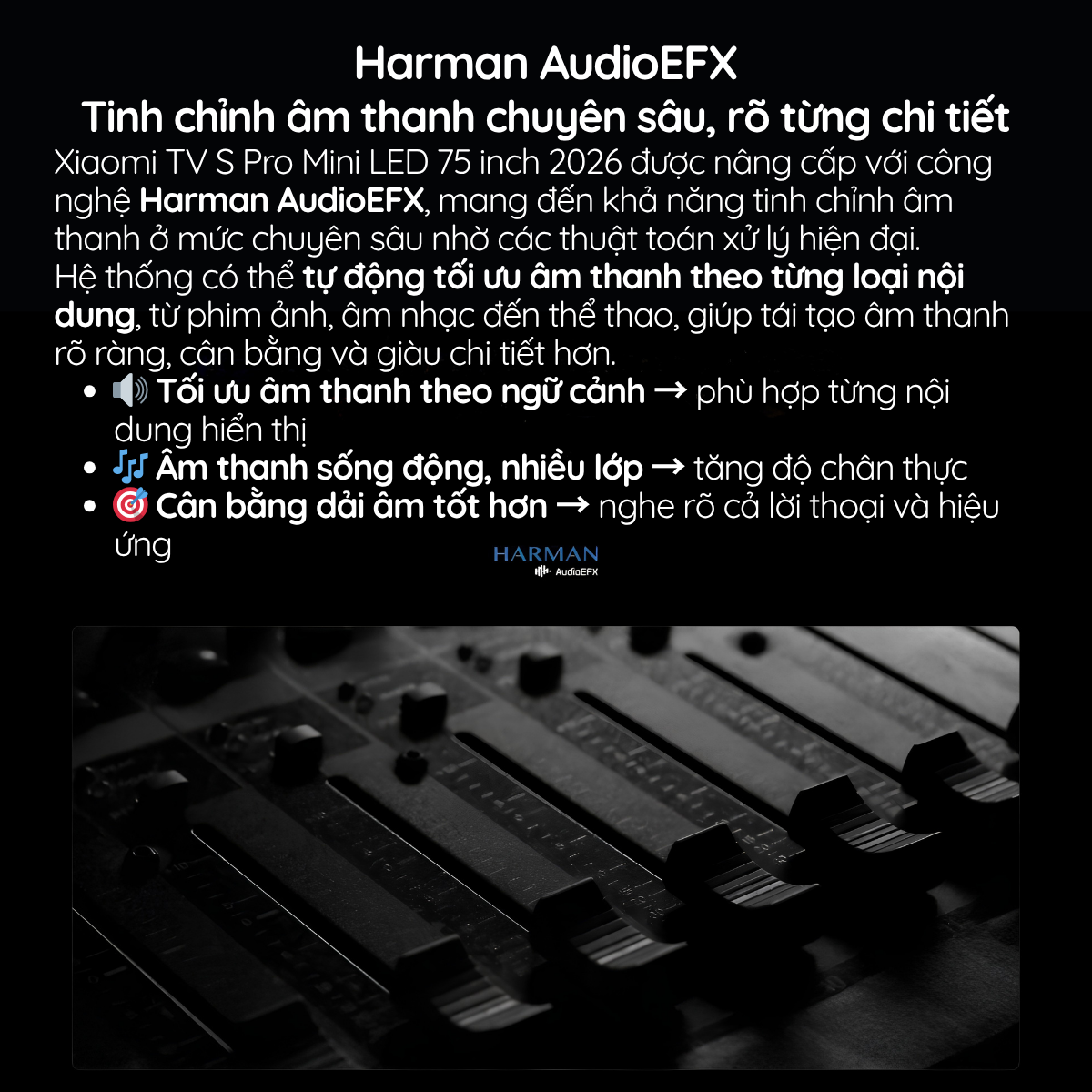 Harman AudioEFX Tinh chỉnh âm thanh chuyên sâu, rõ từng chi tiết