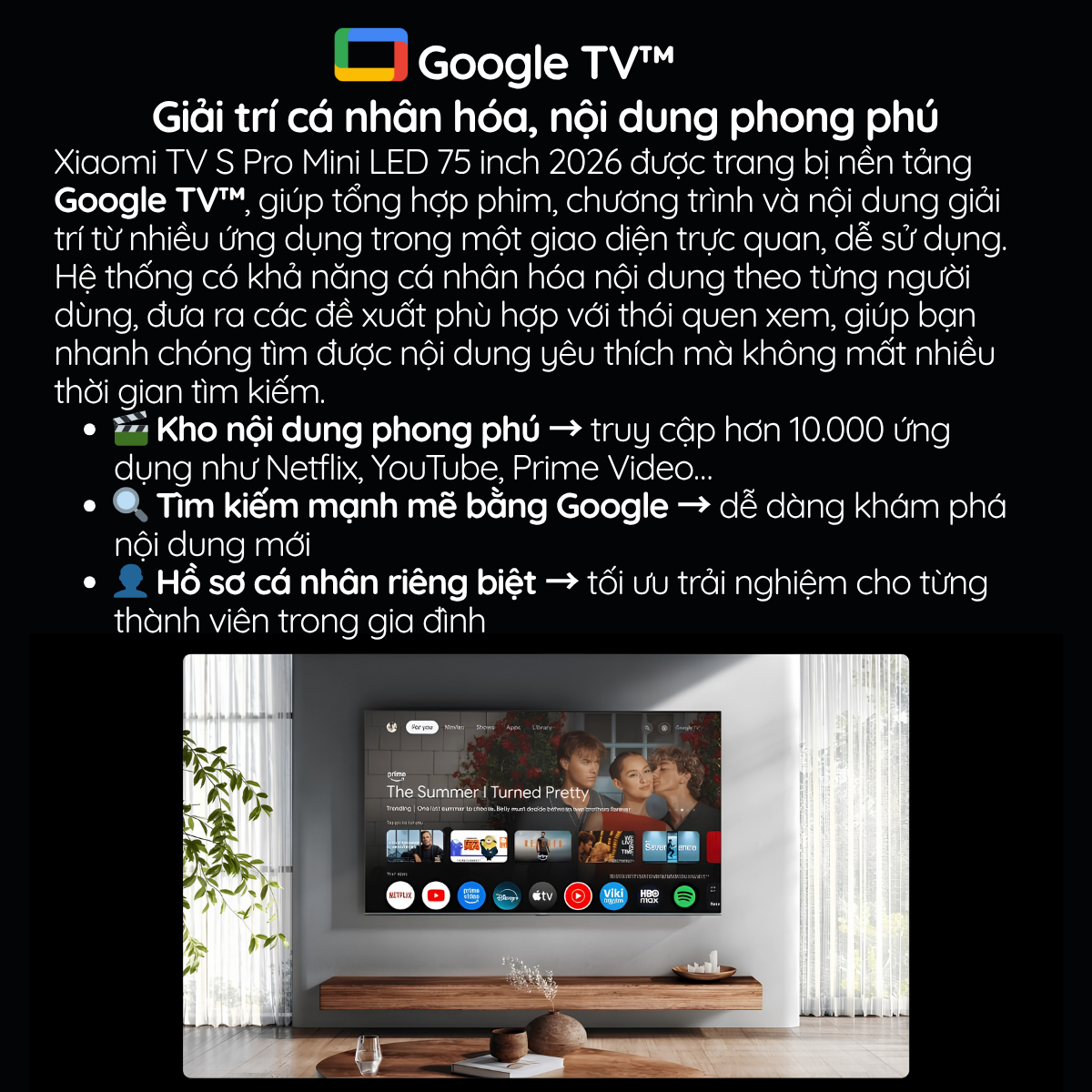 Google TV™ Giải trí cá nhân hóa, nội dung phong phú