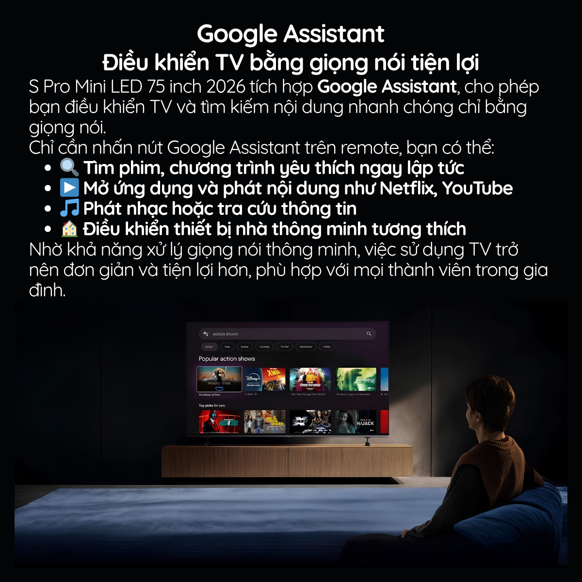 Google Assistant Điều khiển TV bằng giọng nói tiện lợi