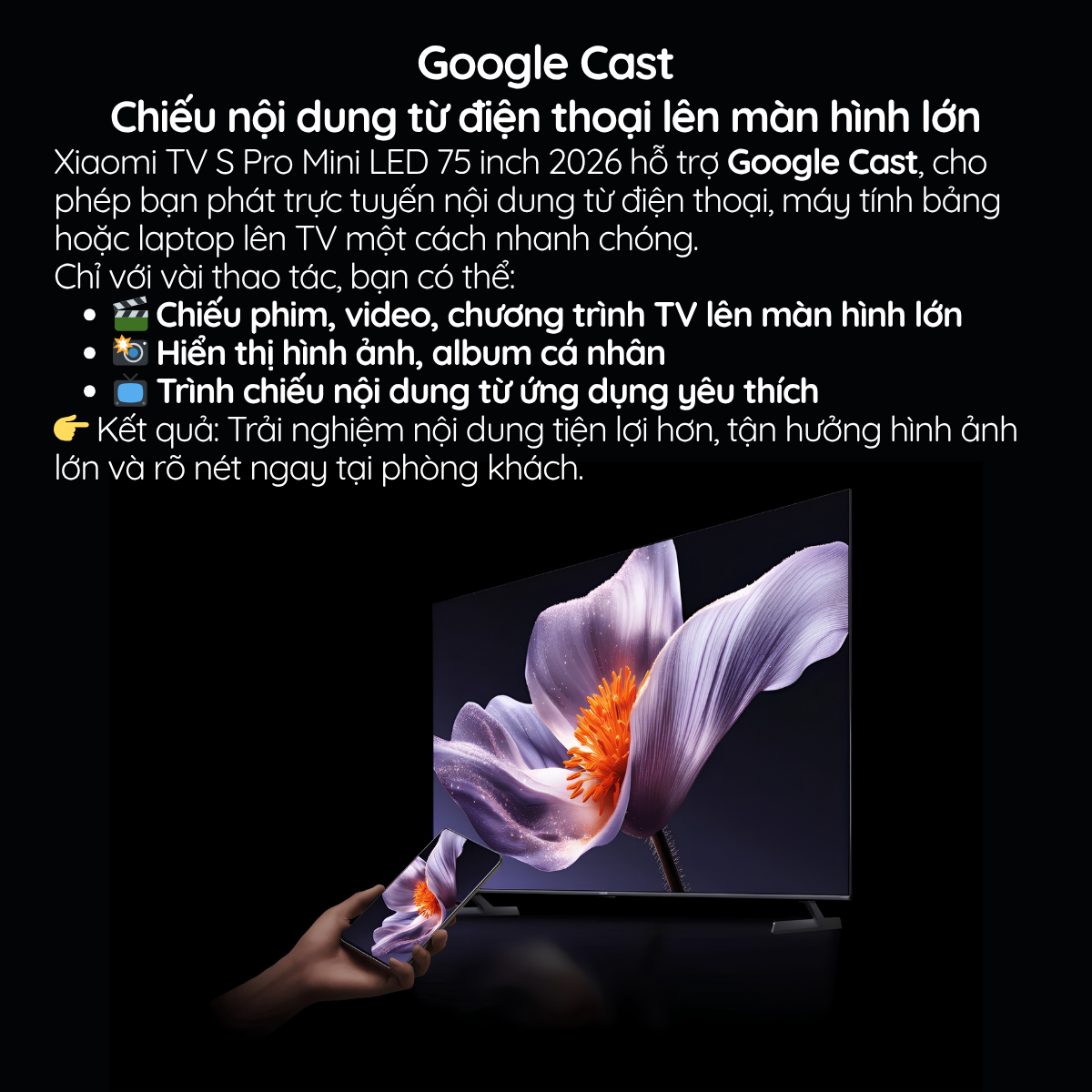 Google Cast Chiếu nội dung từ điện thoại lên màn hình lớn