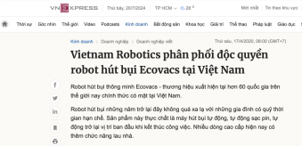 Vietnam Robotics phân phối độc quyền robot hút bụi Ecovacs tại Việt Nam - vnexpress.net