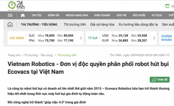 Vietnam Robotics - Đơn vị độc quyền phân phối robot hút bụi Ecovacs tại Việt Nam - 24h.com.vn